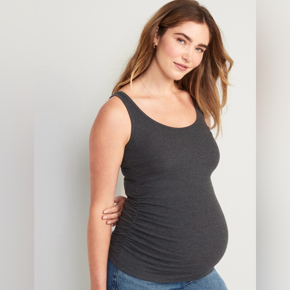 Old Navy Maternity First-Layer Rib-Knit Tank Top in dark grey, size L